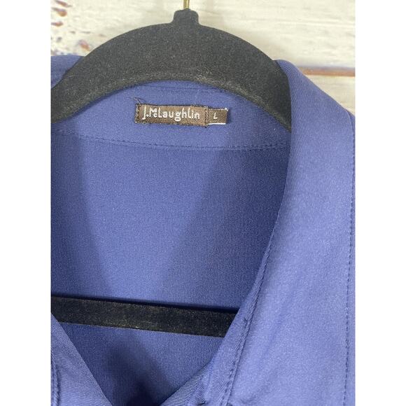 J.McLaughlin Shirt Womens Large Blue Stretch Button Front Roll Tab 3/4 Sleeve - Picture 3 of 8